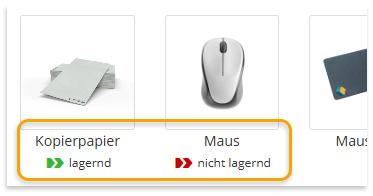 Screenshot Übersicht mit Lagerstandsanzeige